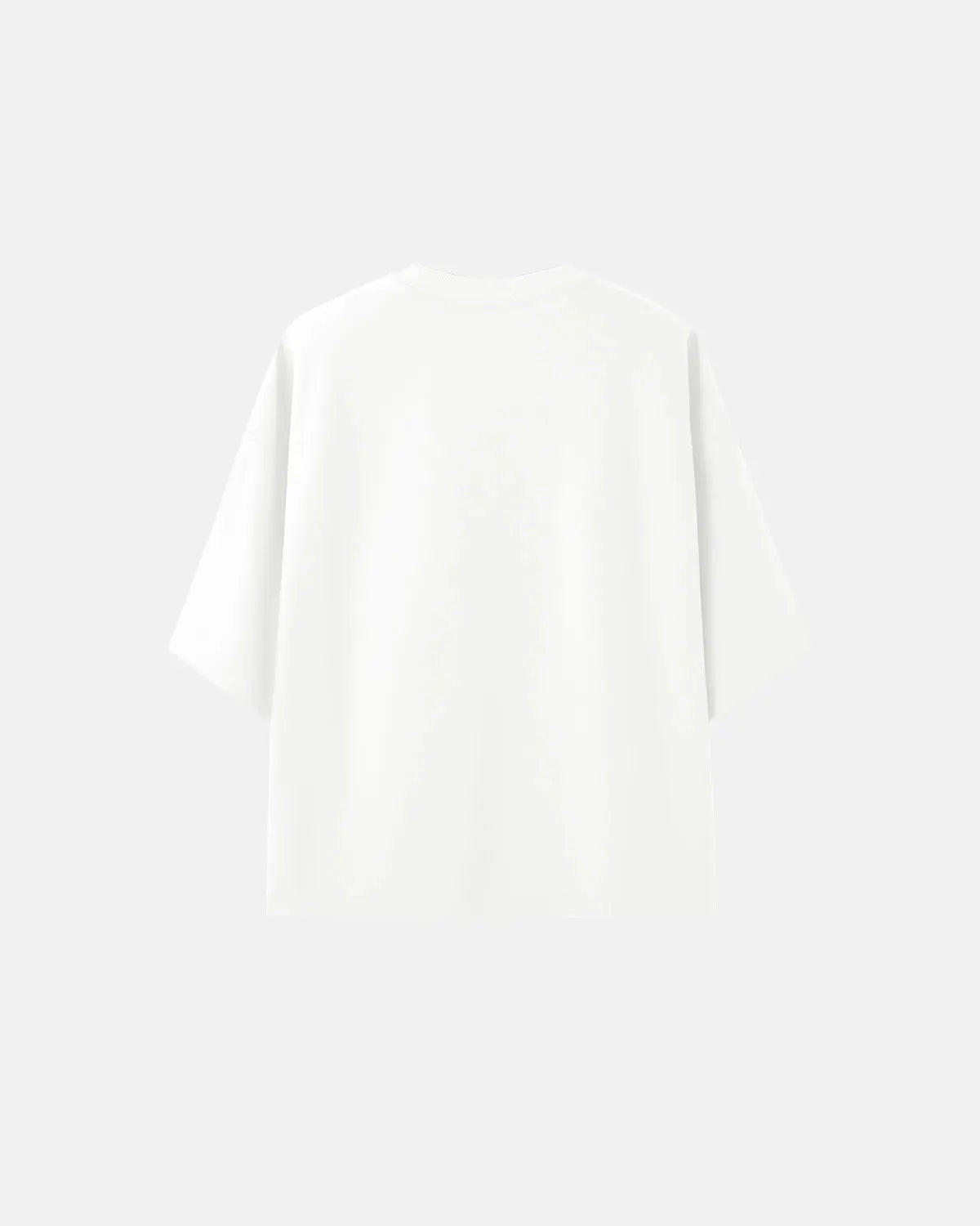 Blank oversized boxy T-shirt by INFLATION, featuring a relaxed fit and minimal design, displayed on a hanger.
