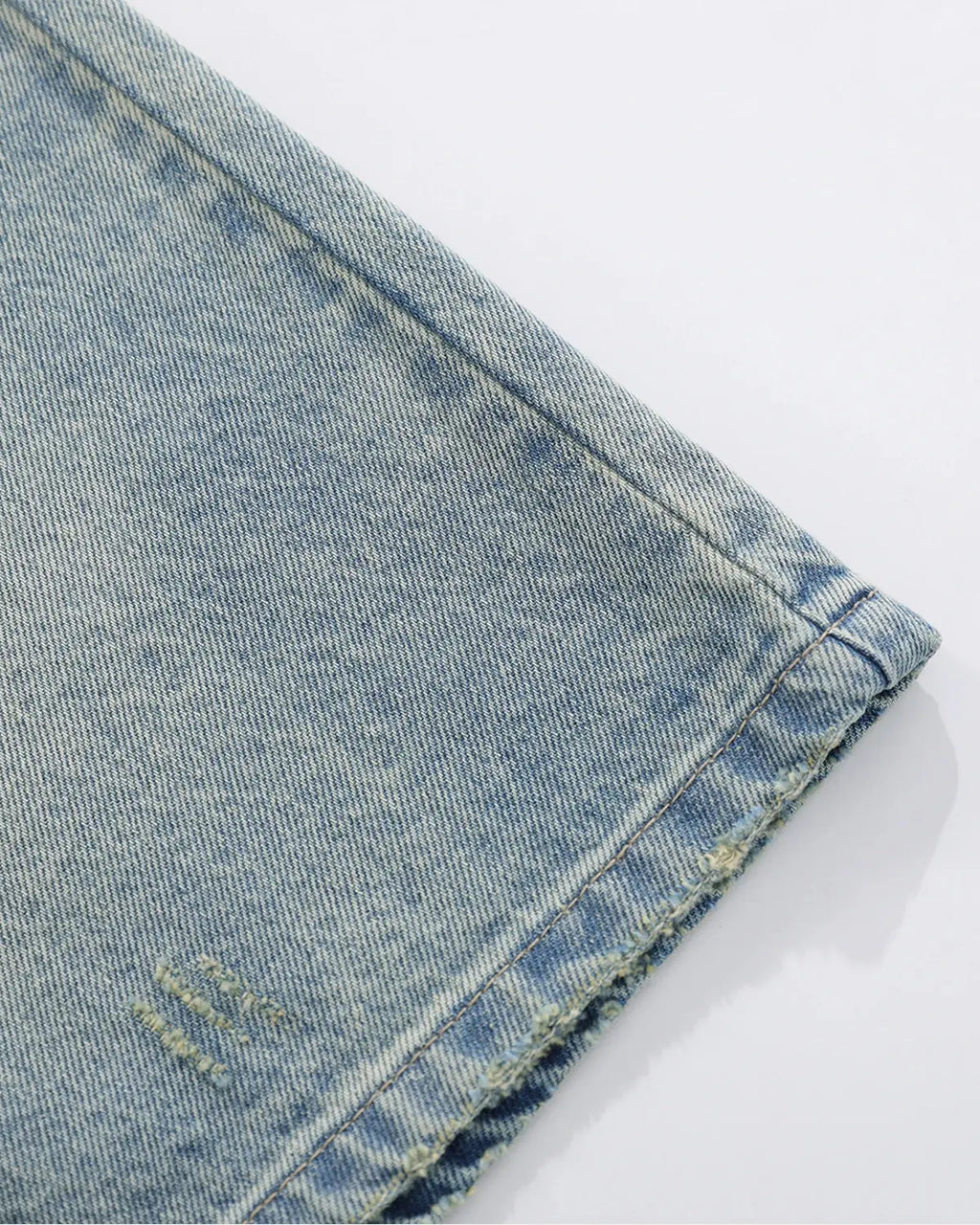 Inflation Dollar Patch Embroidery Denim Jorts featuring distressed denim and bold dollar patch embroidery for streetwear style.