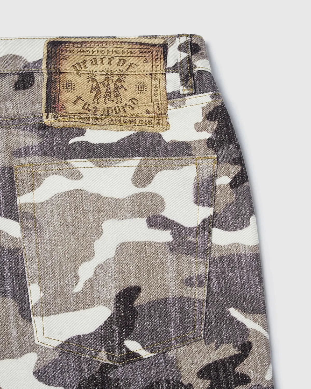 Inflation Streetwear patchwork effect print baggy jeans with colorful, oversized design and relaxed fit, casual streetwear style.