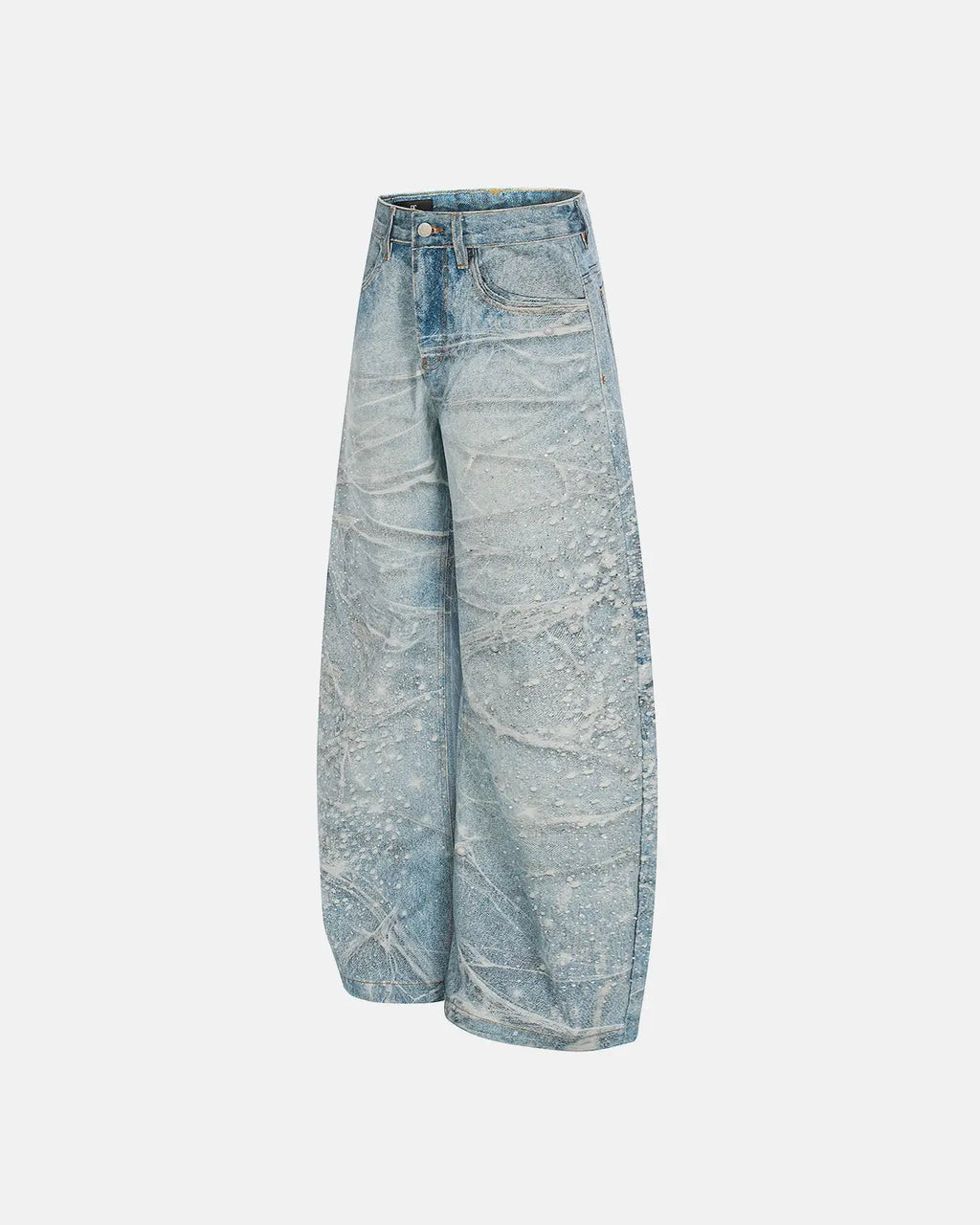 Inflation Rhinestone Lightning Baggy Barrel Jeans featuring rhinestone lightning details and a relaxed, oversized fit.