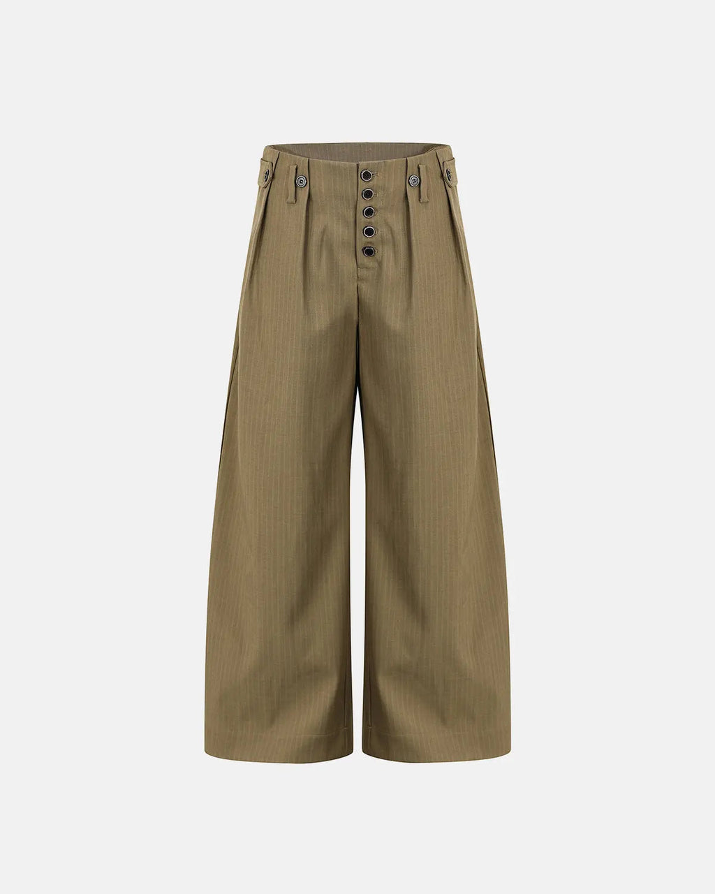 Pinstripe buttons barrel suit pants by INFLATION featuring a tailored fit and classic pinstripe pattern for stylish streetwear.
