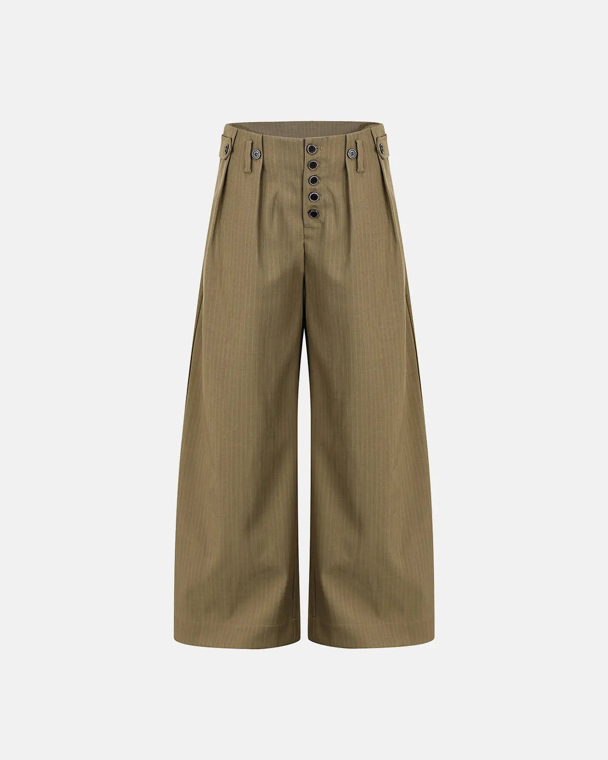 Pinstripe buttons barrel suit pants by INFLATION featuring a tailored fit and classic pinstripe pattern for stylish streetwear.