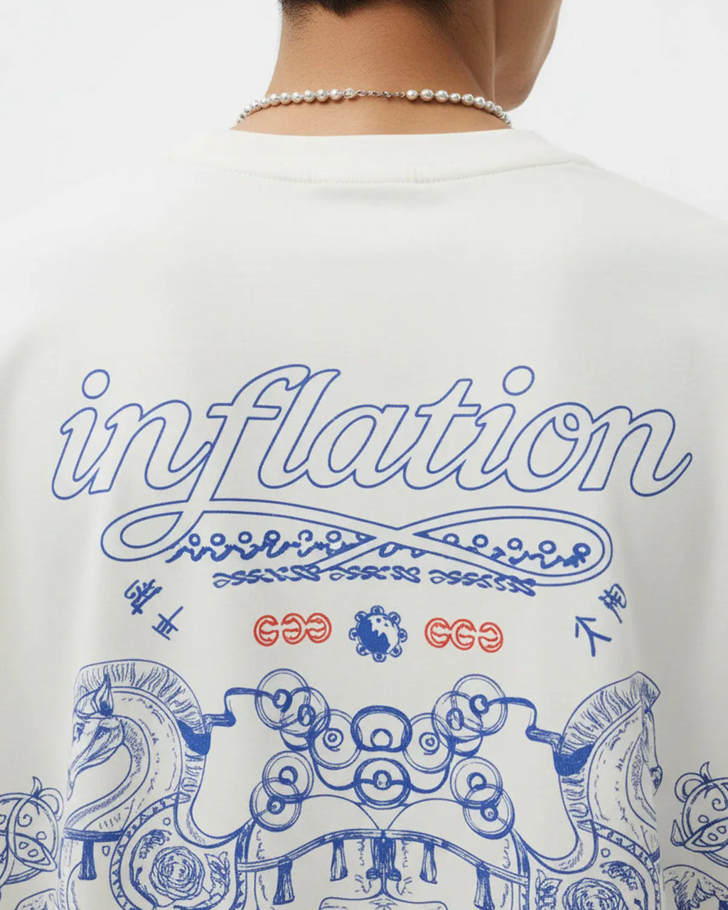 Inflation Streetwear "Money on the Way" cotton T-shirt featuring bold graphic design and casual fit, in white with black print.