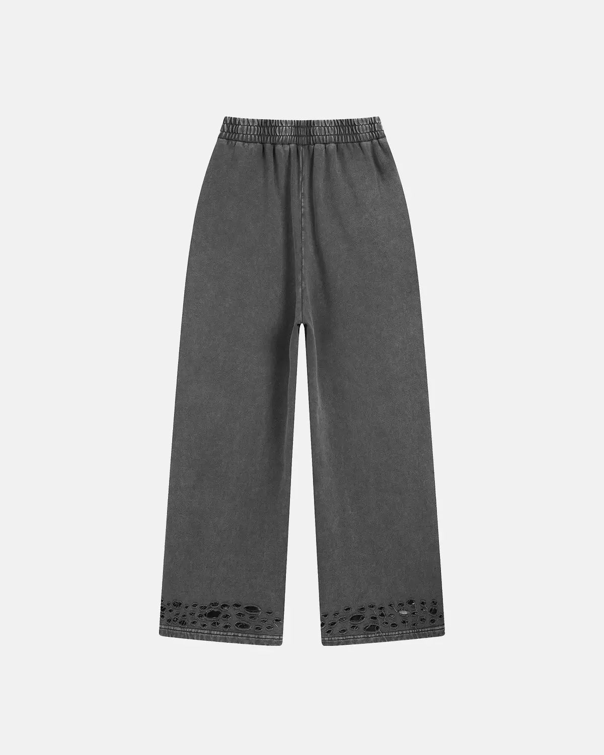 Inflation Streetwear ripped acid wash sweatpants with distressed details and relaxed fit, casual streetwear pants for a bold look.