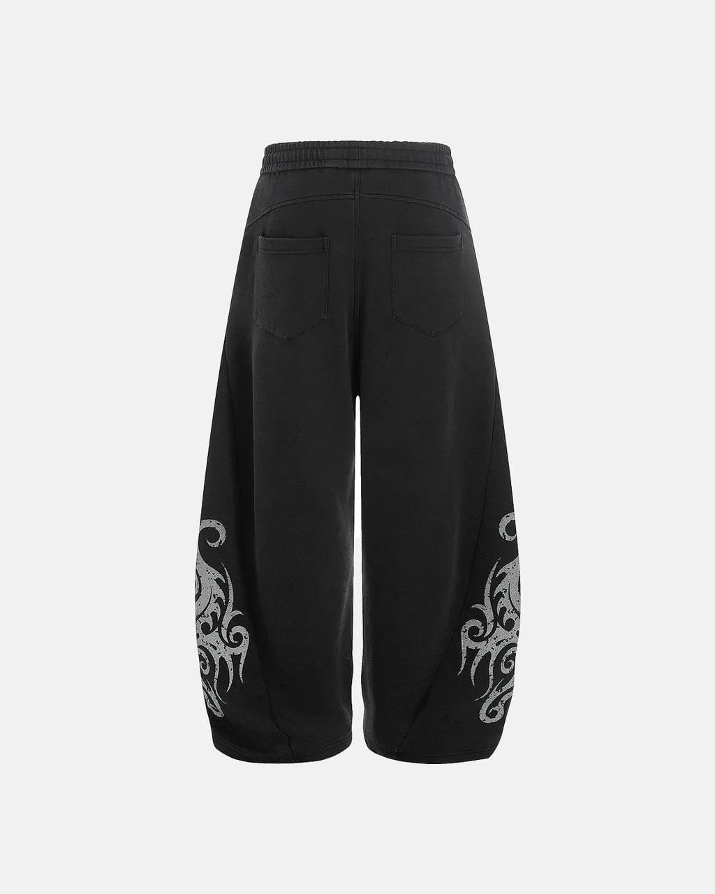 Washed distressed barrel sweatpants by INFLATION featuring a relaxed fit and faded, worn-in denim-style design.
