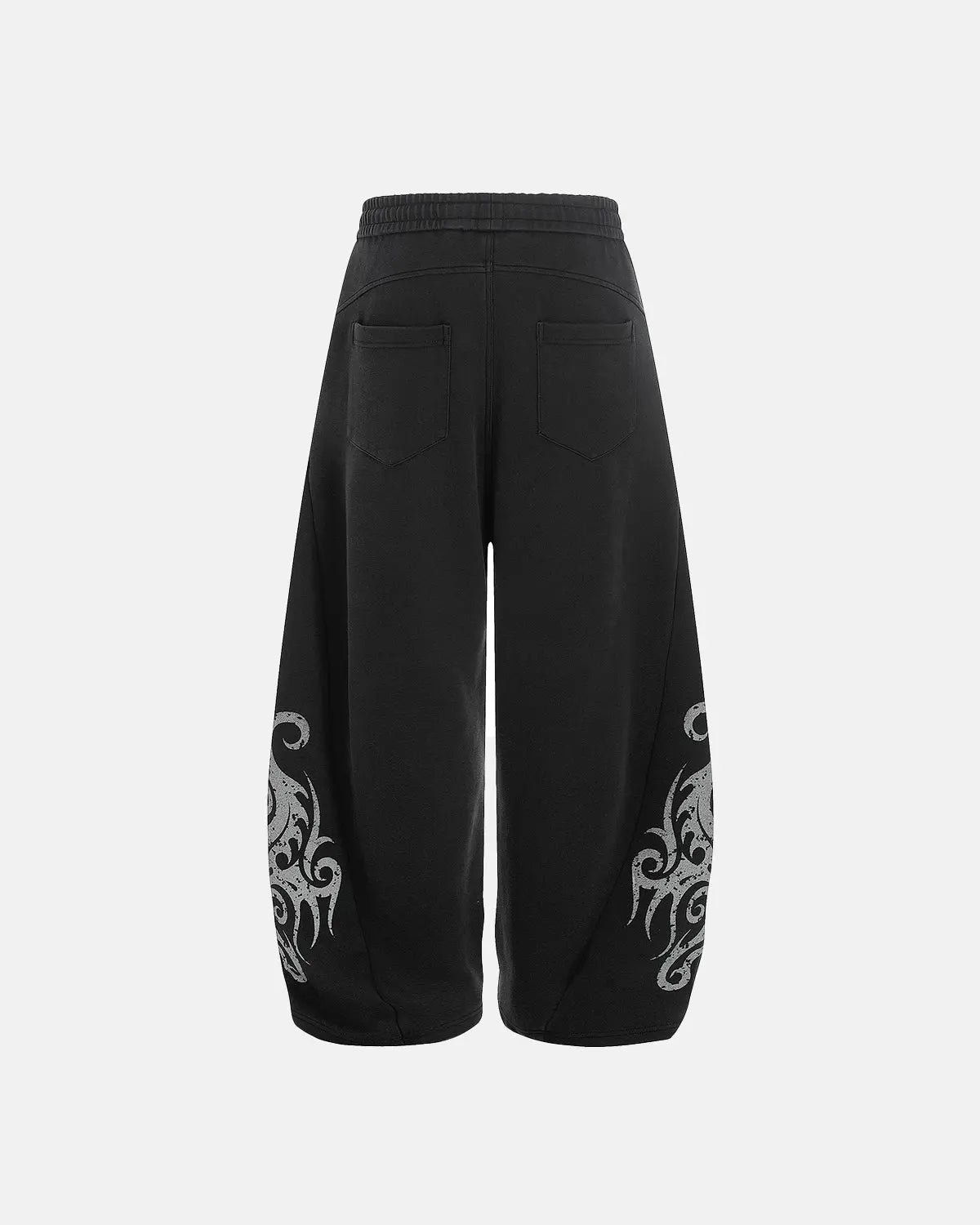 Washed distressed barrel sweatpants by INFLATION featuring a relaxed fit and faded, worn-in denim-style design.