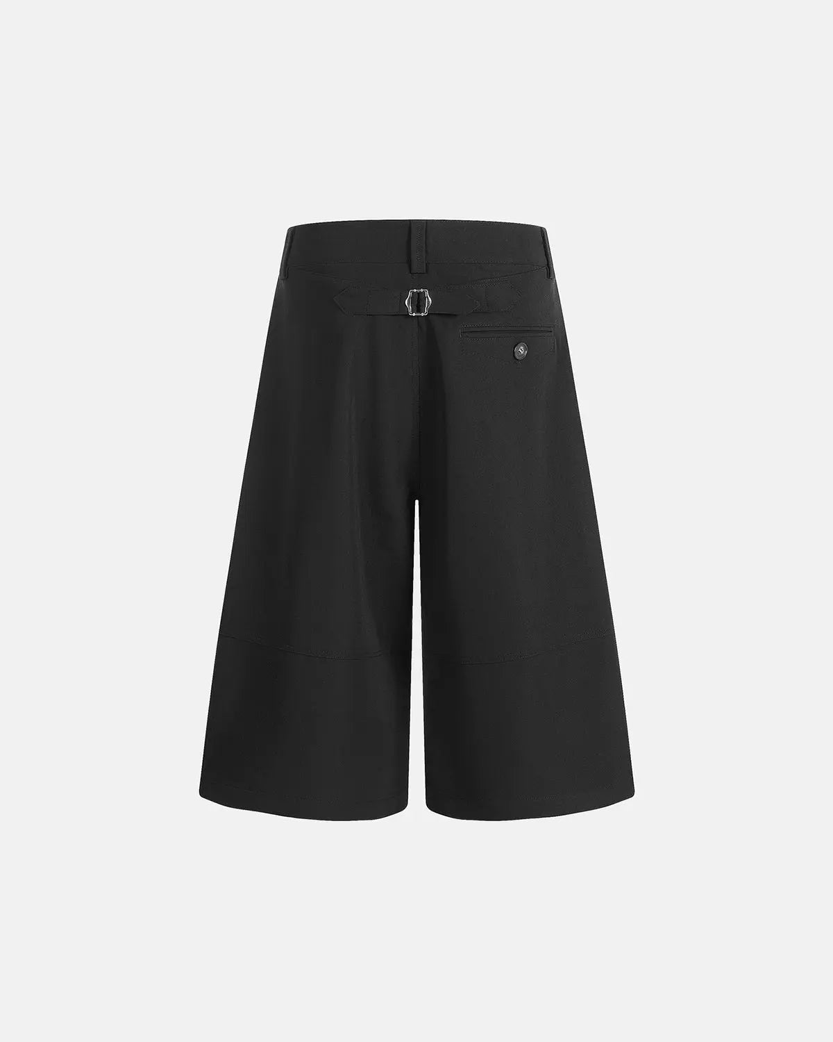 Inflation Streetwear pleated cinch back tailored shorts, men's pants with a high waist and stylish design, shown on a model.