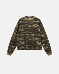 Boxy camo T-shirt in khaki from Inflation Streetwear, featuring a relaxed fit and military-inspired camouflage pattern.