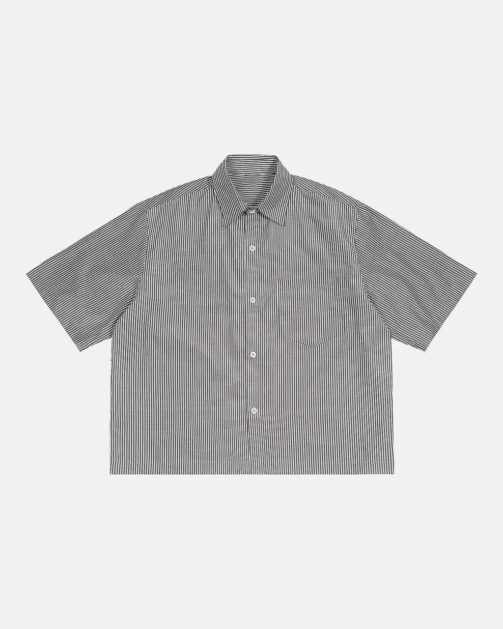 Inflation Streetwear boxy striped short-sleeve shirt with bold horizontal stripes and relaxed fit, casual streetwear style.