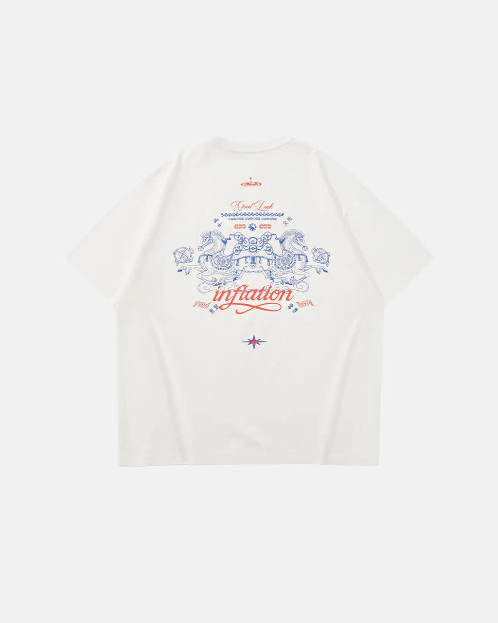 Inflation Streetwear cotton T-shirt featuring "Money on the Way" print, casual streetwear style with bold graphic design.