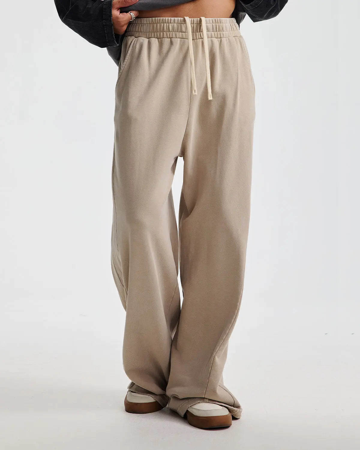 Inflation streetwear acid wash stitching straight leg sweatpants with relaxed fit and casual style, shown on a model.