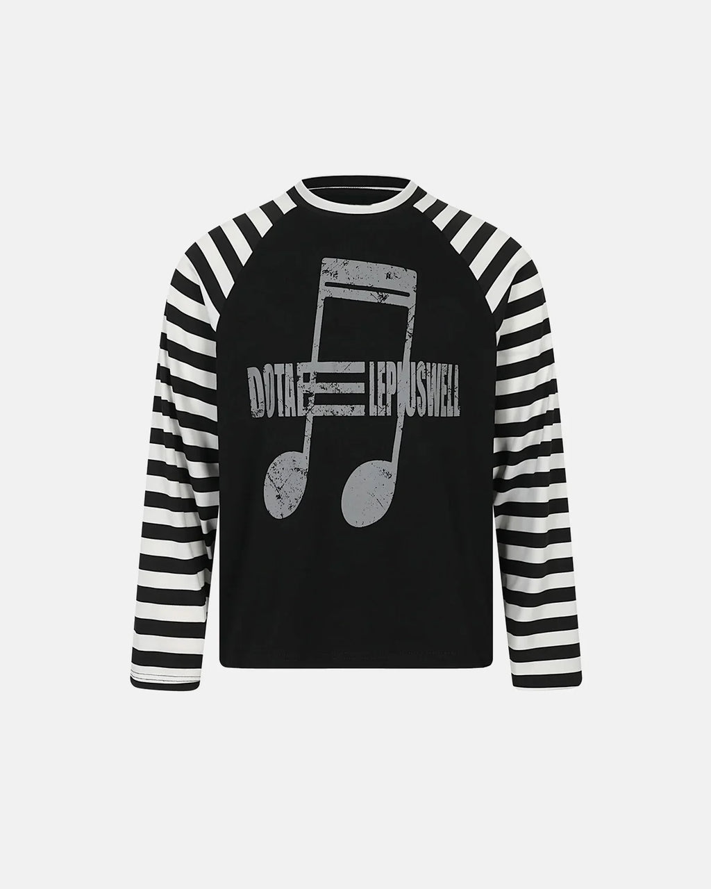 Inflation Streetwear music graphic striped long sleeve T-shirt, casual streetwear style with bold graphic and vibrant stripes.