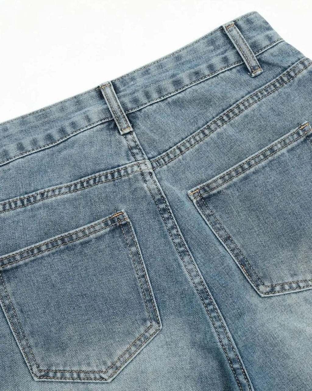 Inflation streetwear multi pockets baggy barrel jeans with relaxed fit and multiple utility pockets, displayed on a model.