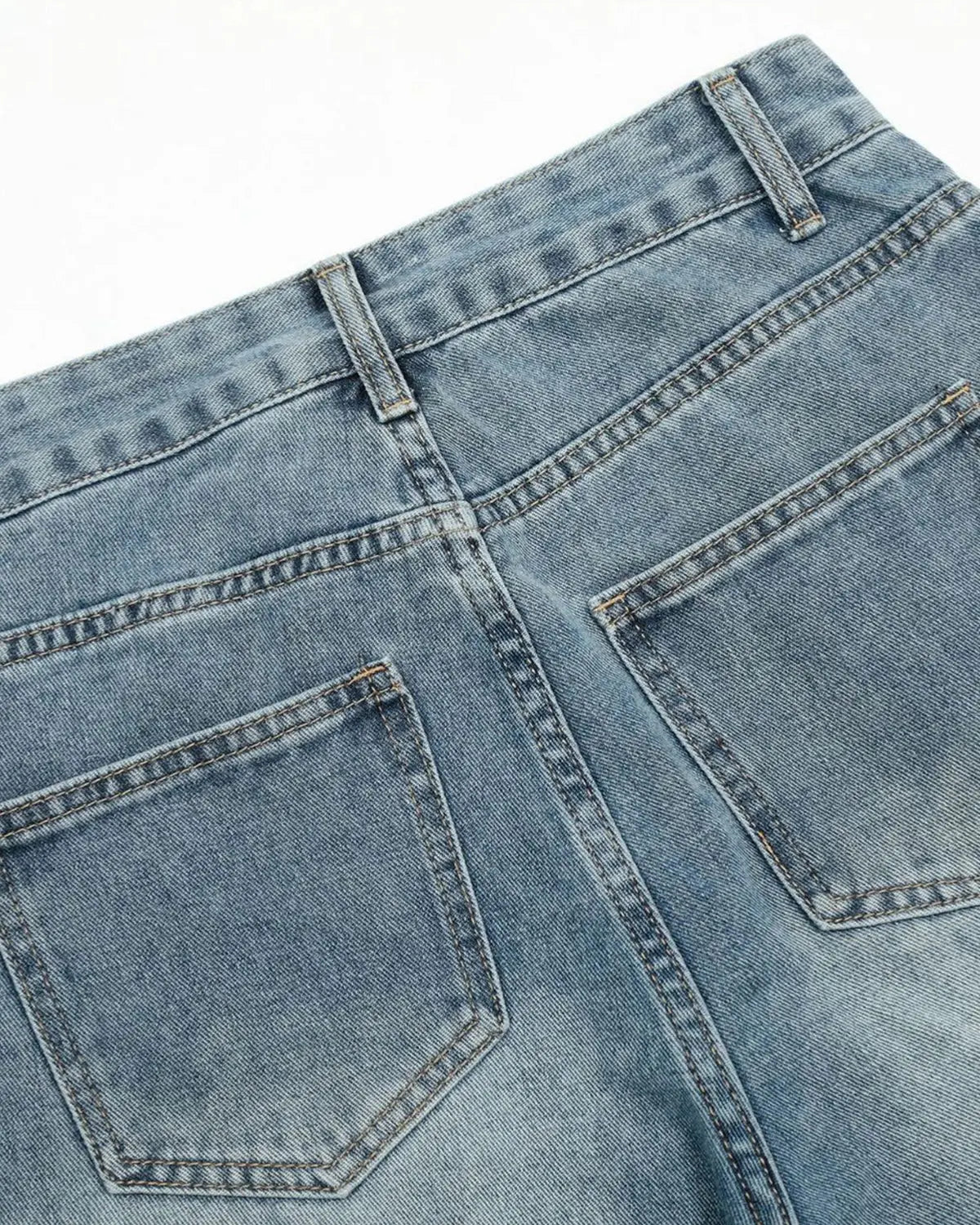 Inflation streetwear multi pockets baggy barrel jeans with relaxed fit and multiple utility pockets, displayed on a model.