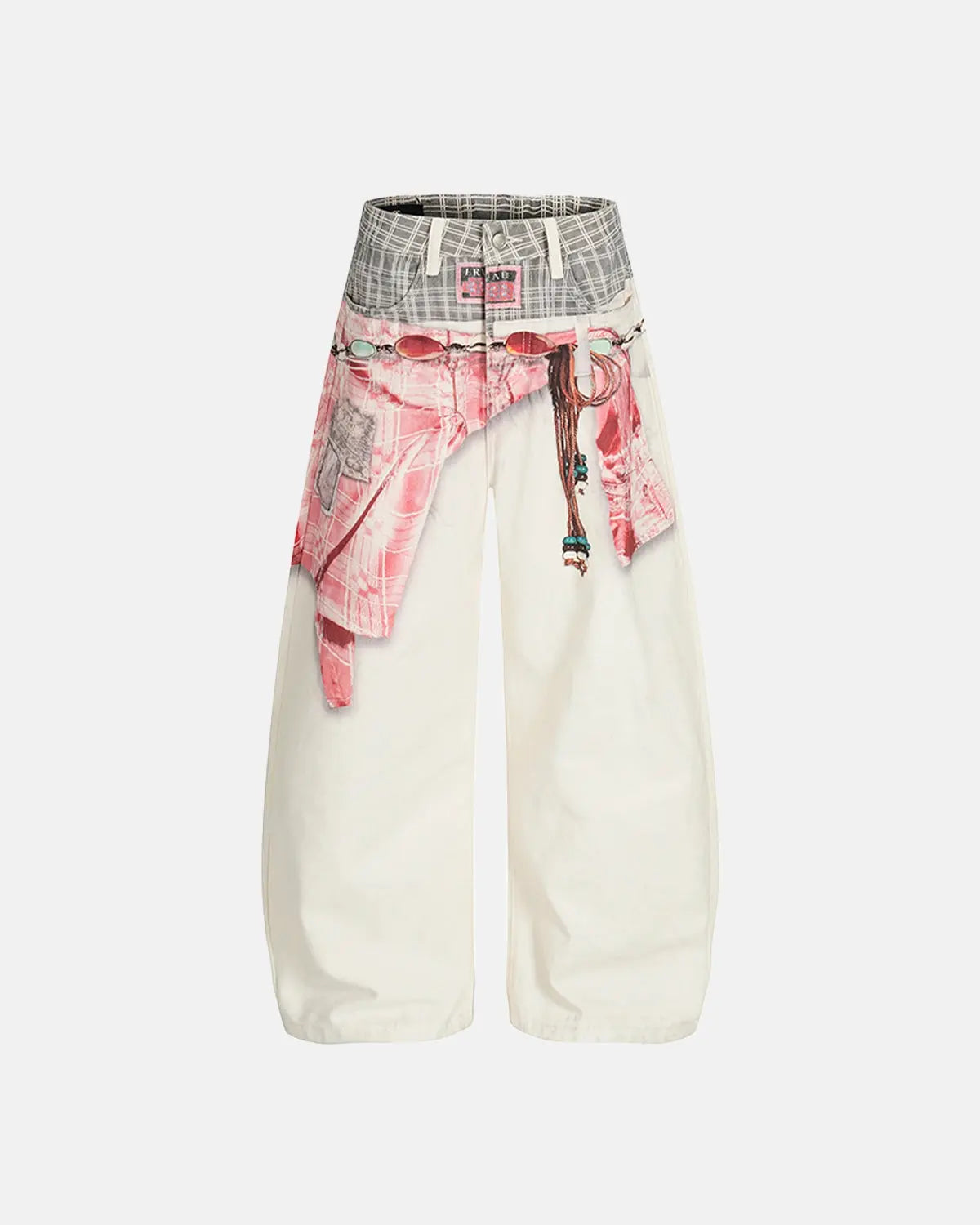 Digital Printing Baggy Jeans by INFLATION featuring a loose fit, vibrant digital print design, and streetwear style.