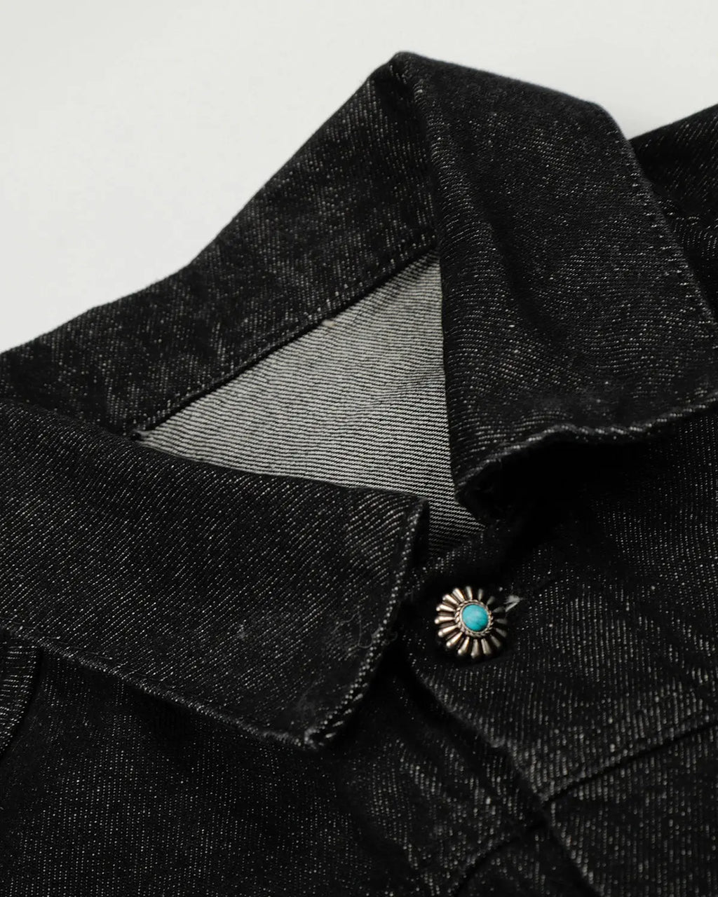 Raw Clasp Denim Jacket by INFLATION, stylish streetwear jacket featuring raw hem and clasp details, worn casually.