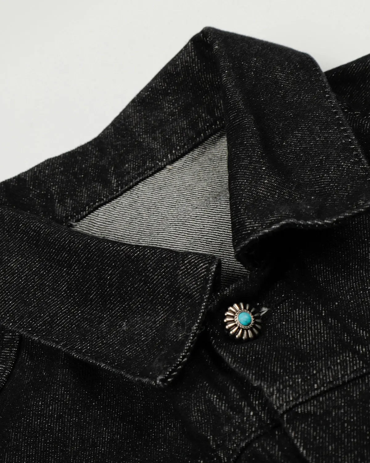 Raw Clasp Denim Jacket by INFLATION, stylish streetwear jacket featuring raw hem and clasp details, worn casually.