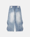Inflation Wave Washed Baggy Jeans, casual denim pants with a relaxed fit and distressed wash, styled for modern streetwear.