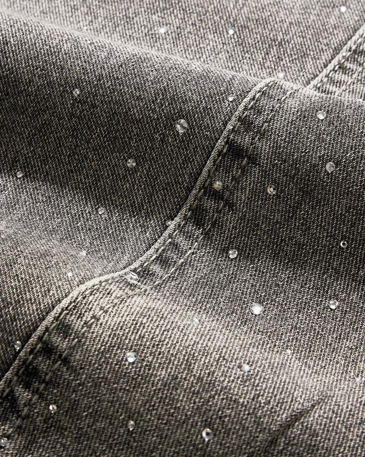 Rhinestone washed barrel jeans by INFLATION, stylish streetwear pants with a washed denim look and rhinestone embellishments.
