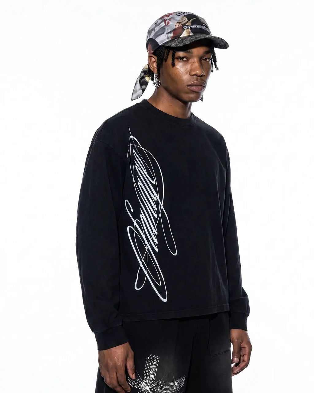Boxy script graphic washed T-shirt by INFLATION Streetwear, featuring a casual fit with a bold graphic design on the front.