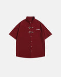 Inflation Streetwear waffle shirt featuring metal clasp detail, casual long-sleeve shirt with textured fabric and modern design.