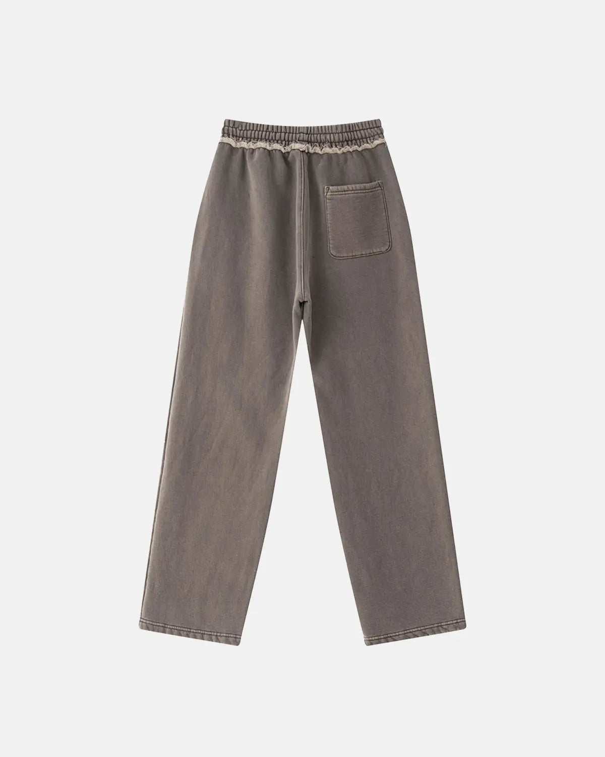 Inflation Streetwear patchwork straight leg sweatpants in neutral tones, casual fit with stitched patch designs and relaxed style.