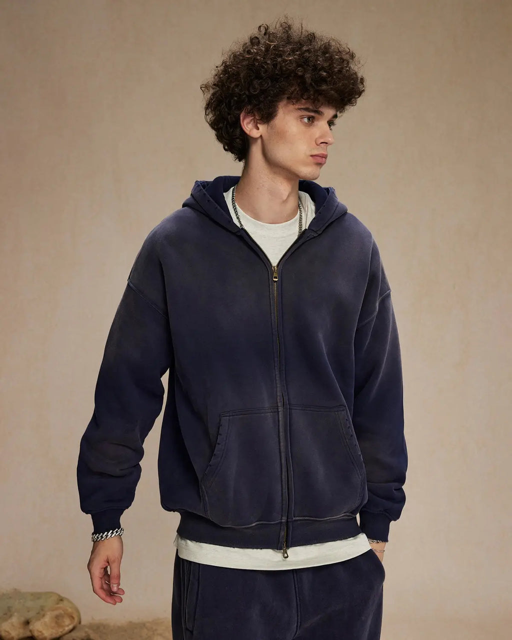 Inflation Monkey Wash zip-up hooded jacket with playful monkey graphic, casual fit, and soft fabric for comfortable outdoor wear.