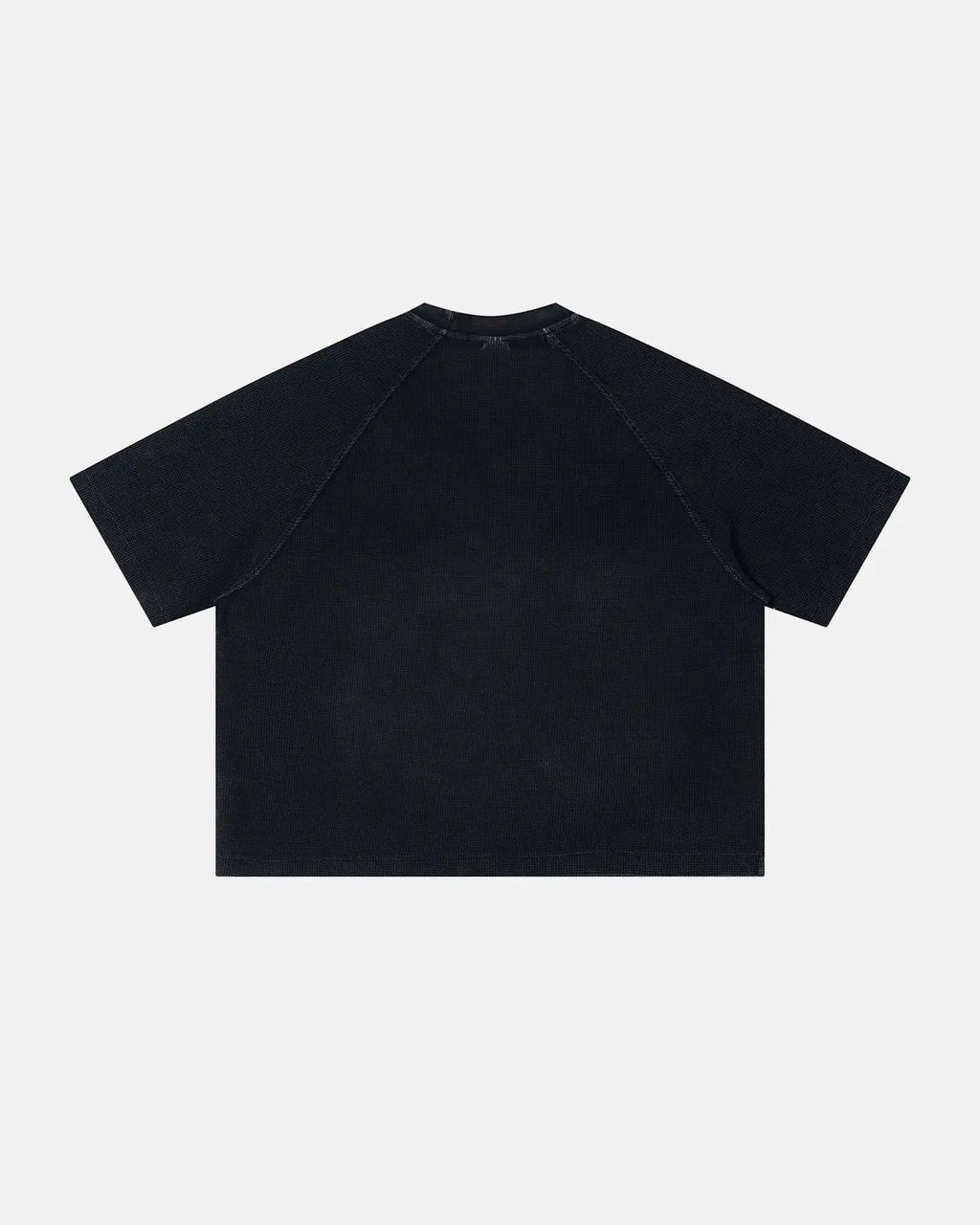 Washed graphic boxy waffle T-shirt by INFLATION Streetwear featuring a textured fabric and bold printed design.