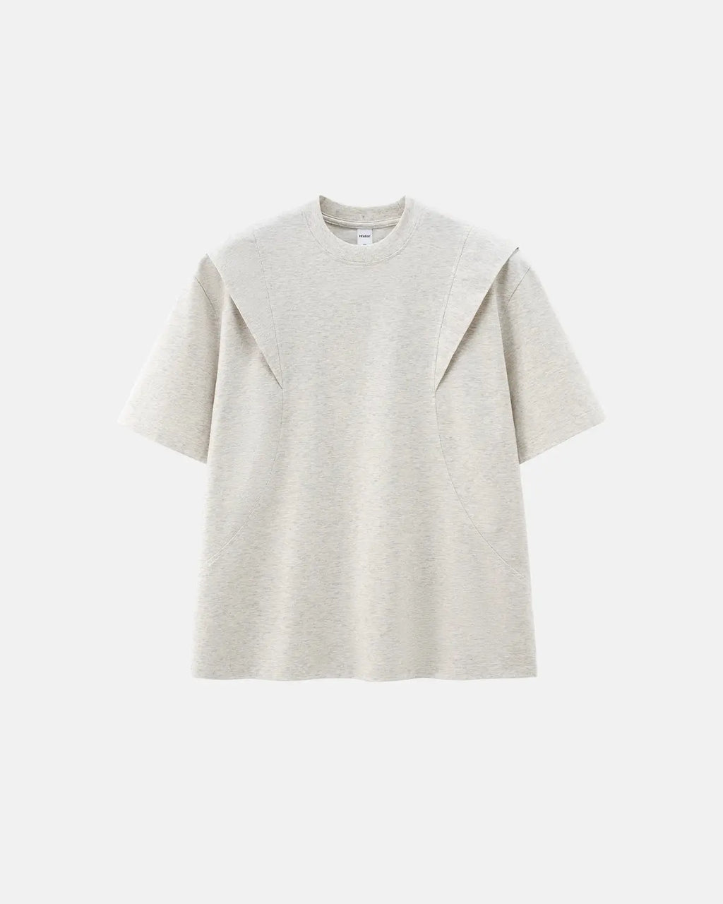 Deconstructed oversized T-shirt by INFLATION featuring a loose fit and distressed design, displayed on a hanger.