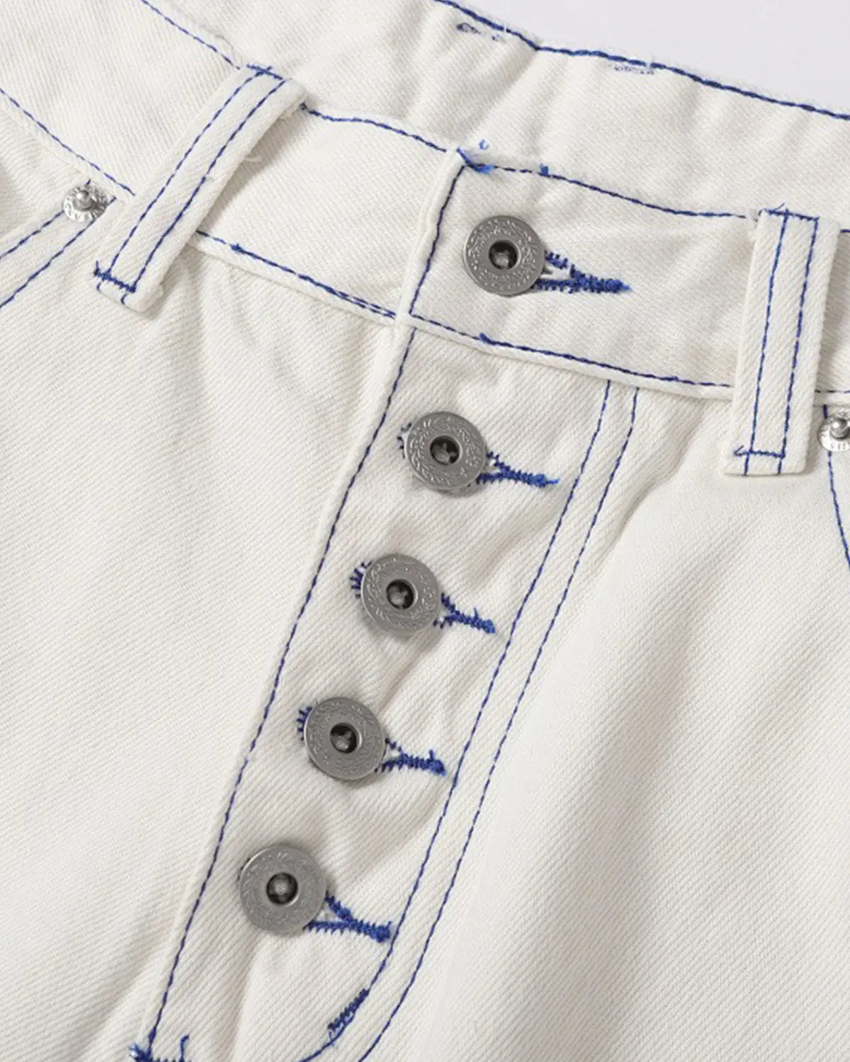 INFLATION Contrast Stitch Baggy Jeans, men's streetwear pants with oversized fit, featuring contrast stitching and distressed details.