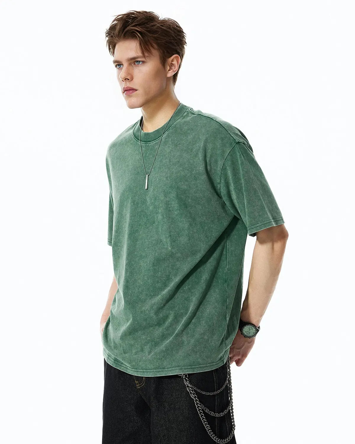 Inflation Streetwear Snow Flakes Wash Tee featuring a white t-shirt with snowflake graphic design worn by a model.