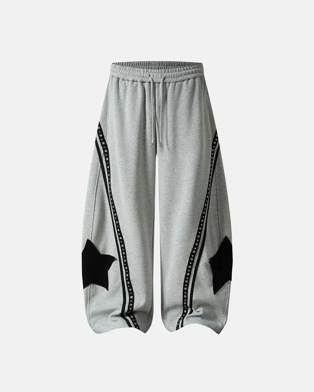 Contrast patchwork barrel sweatpants by INFLATION featuring a stylish patchwork design and relaxed fit for streetwear fashion.