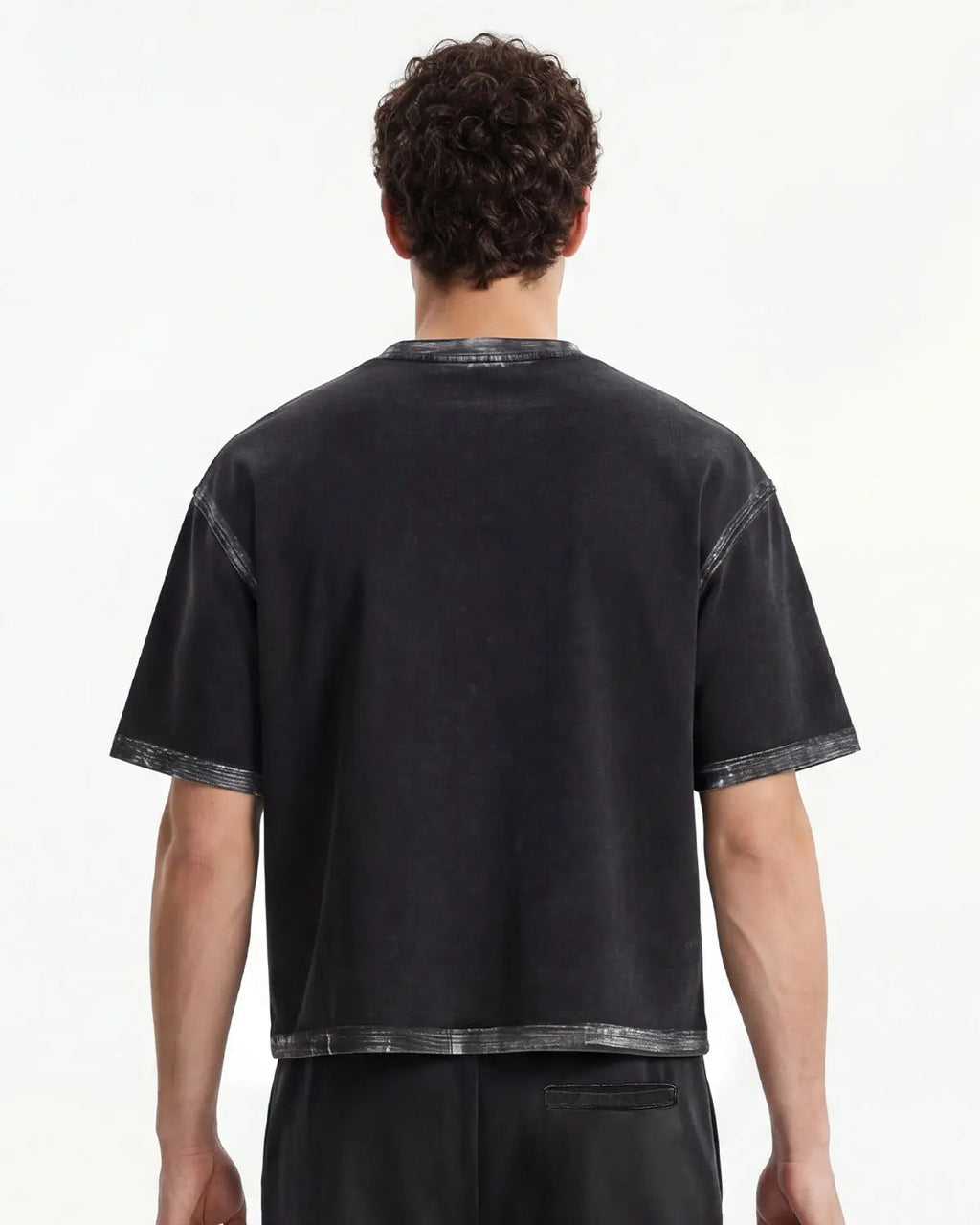 Inflation Streetwear Dirty Wash heavyweight boxy T-shirt, front view showing distressed, faded fabric in a casual streetwear style.