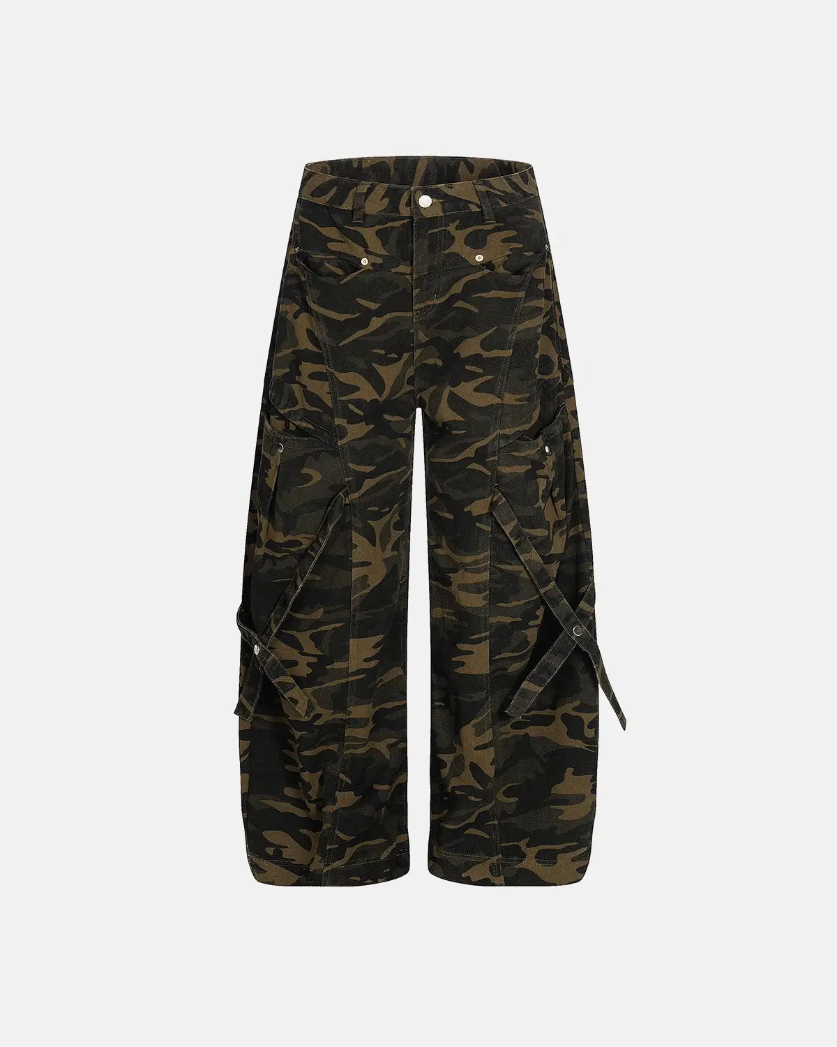 Inflation Multi-Pockets Barrel Camouflage Cargo Pants with multiple pockets and rugged design, perfect for streetwear fashion.