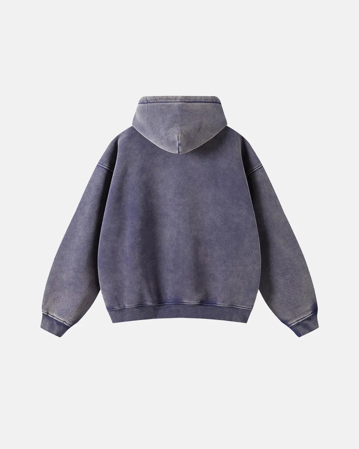 Gray distressed acid wash zip-up hoodie from Inflation Streetwear, featuring a casual fit and vintage-inspired style.