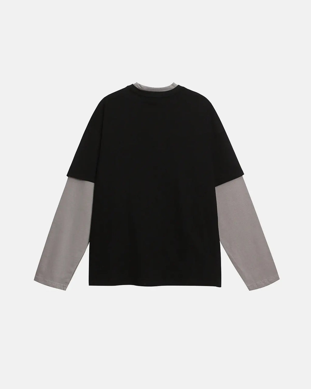 Vintage layered graphic long sleeve T-shirt by INFLATION featuring bold streetwear design and vibrant colors.