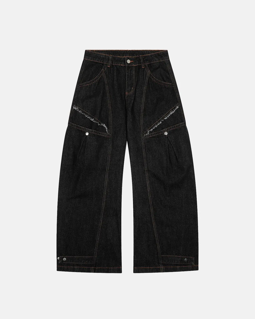 Black Super Barrel jeans by Inflation Streetwear, showing the relaxed fit and stylish design of men's pants.