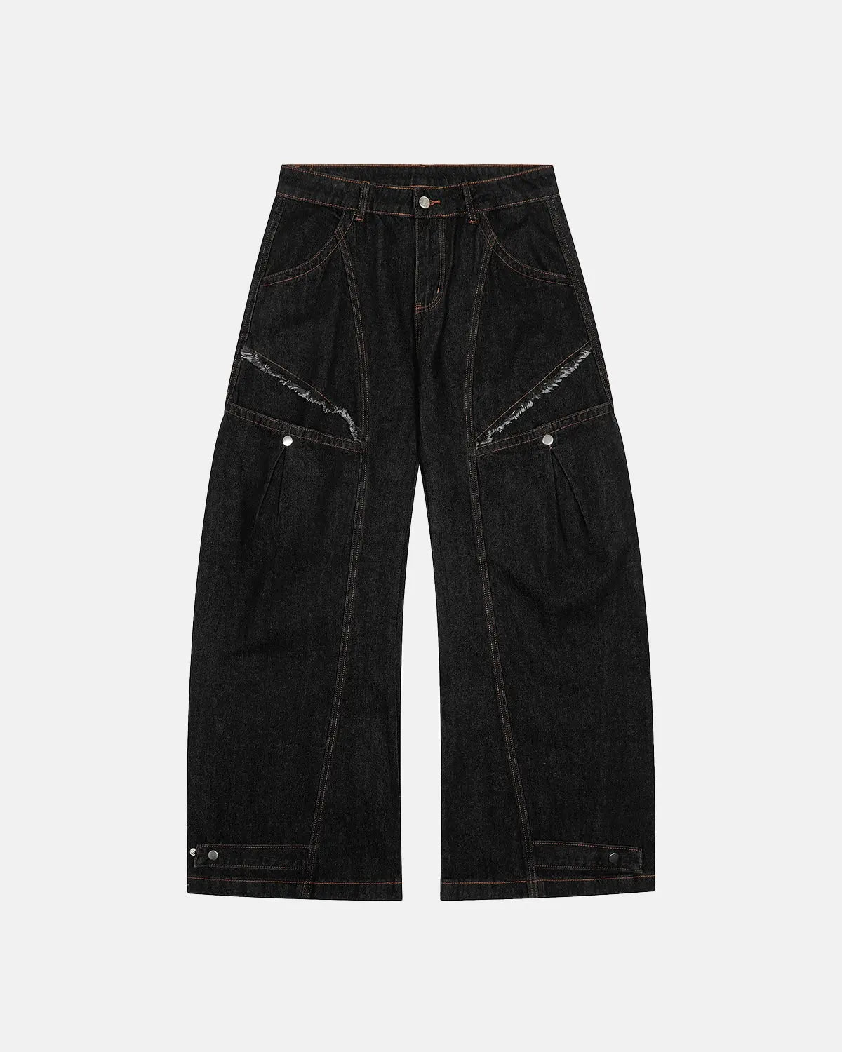 Black Super Barrel jeans by Inflation Streetwear, showing the relaxed fit and stylish design of men's pants.