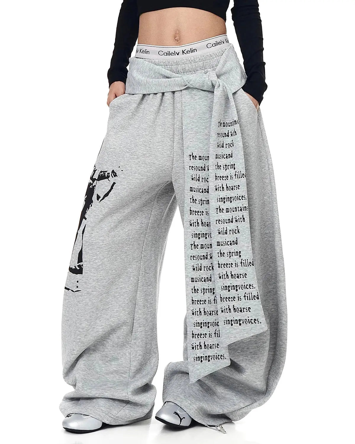 Inflation Graphic Printing Baggy Sweatpants with bold streetwear design and relaxed fit, featuring colorful graphic print on soft fabric.