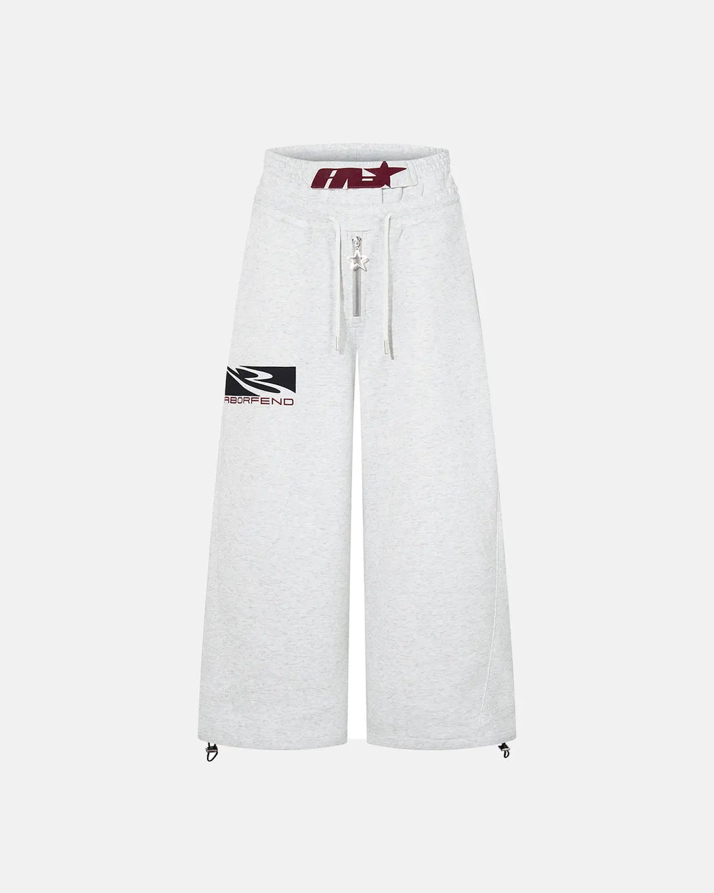 Inflation Streetwear layered waist baggy wide leg sweatpants featuring a relaxed fit and casual style, shown in the product image.