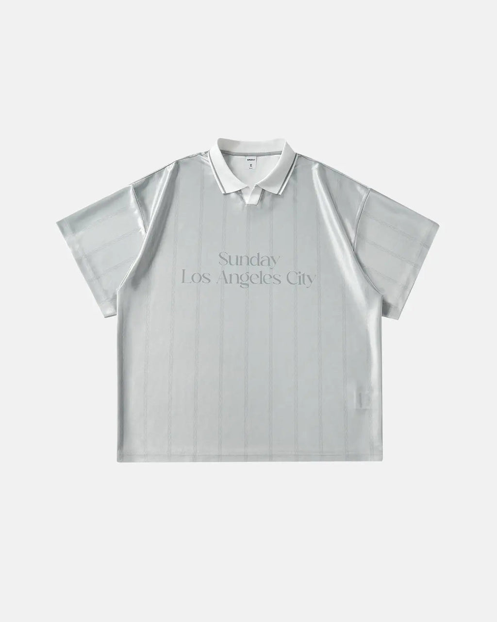 Vintage striped polo jersey by INFLATION featuring classic design, short sleeves, and ribbed collar on a plain background.