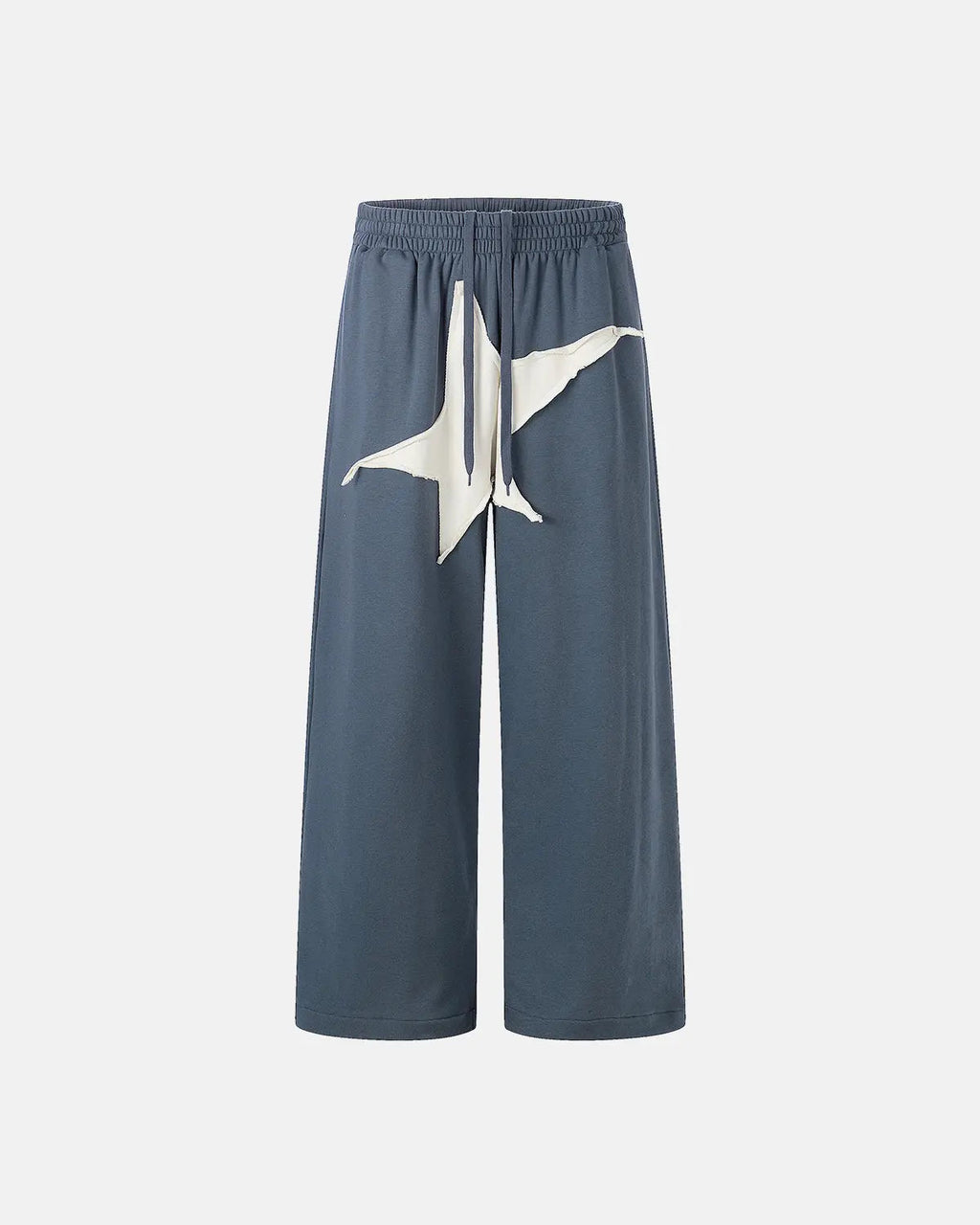 Inflation Star Patch Baggy Wide-Leg Sweatpants with star patches and relaxed fit, styled for streetwear fashion.