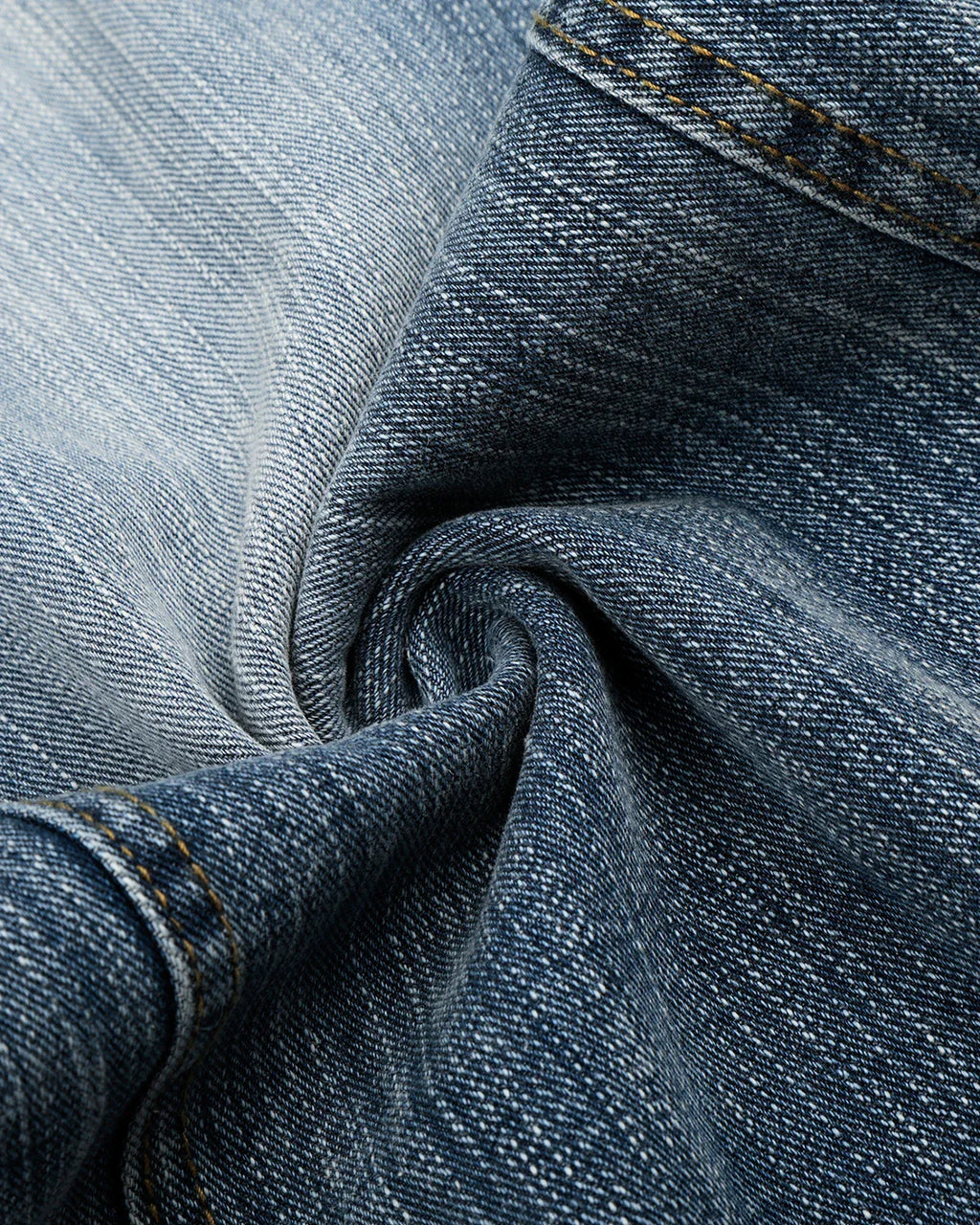 Inflation Streetwear belted bamboo weave barrel jeans showing the relaxed fit, belt detail, and stylish bamboo textured fabric.
