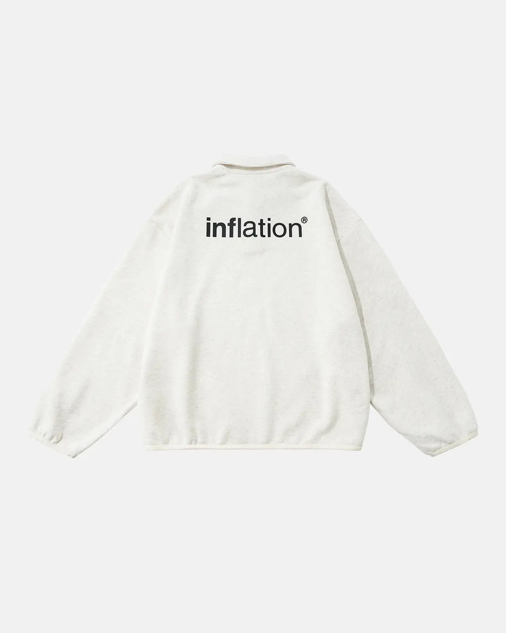 Inflation Brand quarter polo sweatshirt featuring a classic collar, logo detail, and comfortable fit in casual streetwear style.