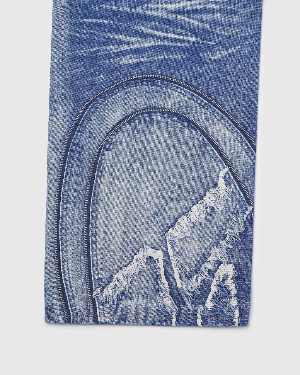 Digital printing denim jeans by INFLATION featuring a stylish streetwear design with detailed digital print on classic blue denim.