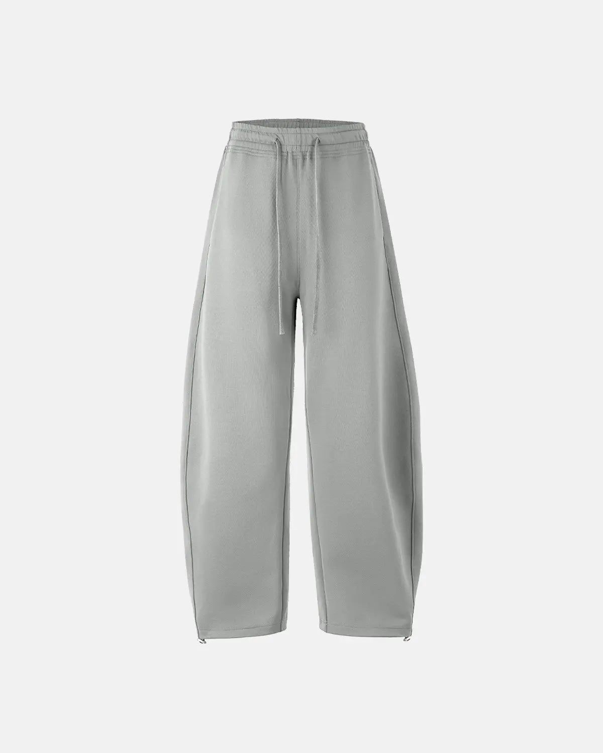 Inflation grey baggy sweatpants displayed on a model, showcasing a relaxed fit and casual style.
