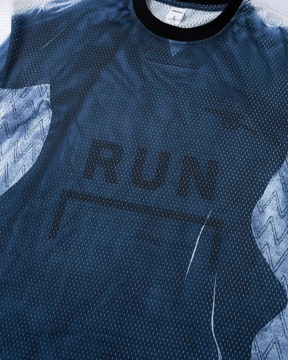 Digital Printing Mesh Jersey T-shirt by INFLATION featuring a stylish streetwear design with vibrant graphics and breathable fabric.