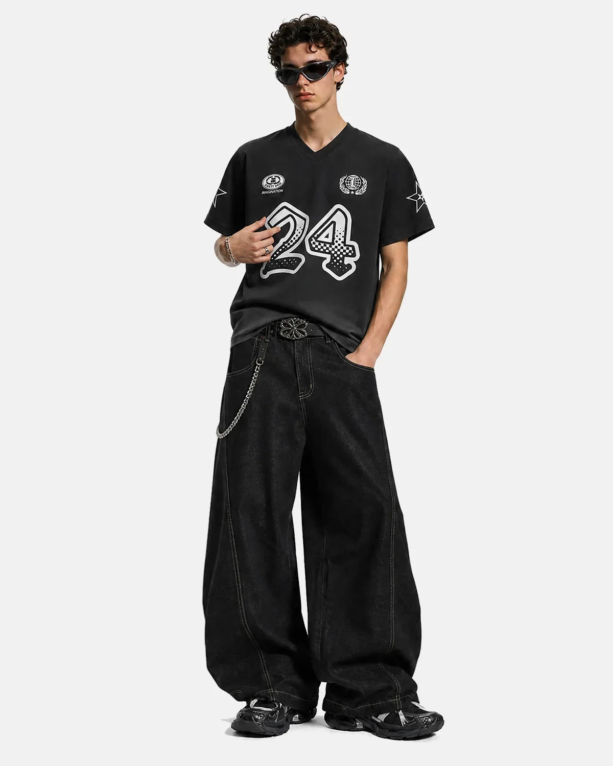 Inflation Streetwear Gradient Number Graphic Jersey Tee with colorful number design on white cotton fabric.
