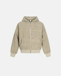Inflation streetwear retro striped zip-up hoodie with bold color pattern, front zipper, and casual fit, displayed on a hanger.