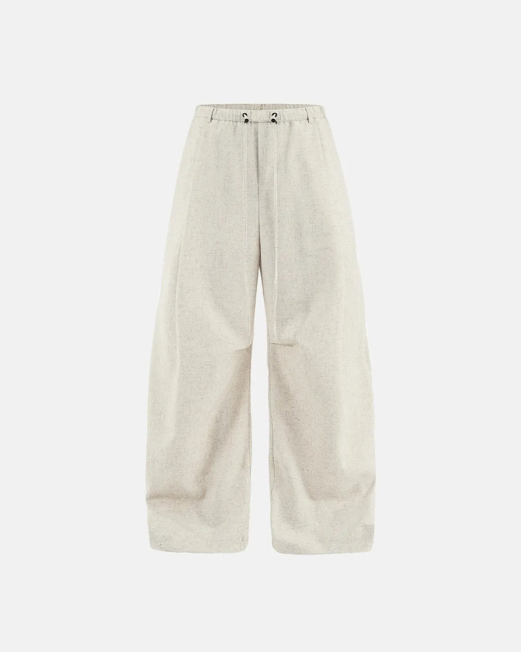Light beige cotton linen wide-leg pants by INFLATION Streetwear, featuring a relaxed fit and flowing wide-leg design.